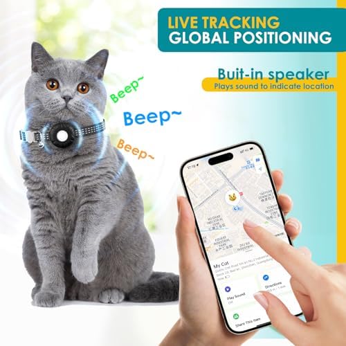 GPS Tracker for Cats-No Monthly Fee, Cat Tracker Compatible with Apple Find My App (Only iOS), Waterproof Real-Time Cat Collar Tracker for Pets,Kids,Luggage & Assets | 367-Day Battery Life|(Black)