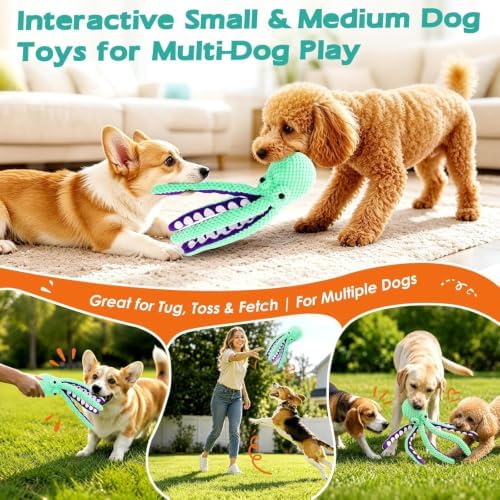 2pcs Plush Octopus Dog Toy Bite Resistant InteracPet Plush Toy Cat Dog Voice Octopus Shell Puzzle Toy Bite Resistant Interactive Pet Dog Teeth Cleaning Chew Toy tive Chew Toy For Small and Medium Dogs