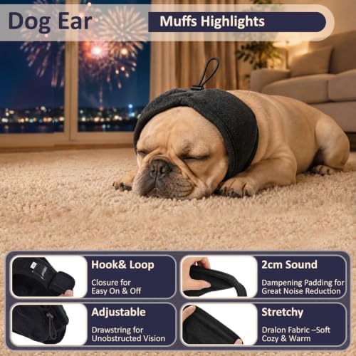 Thick Padded Noise-Reducing Dog Ear Muffs, Anti-Anxiety Calming Ear Hoodie