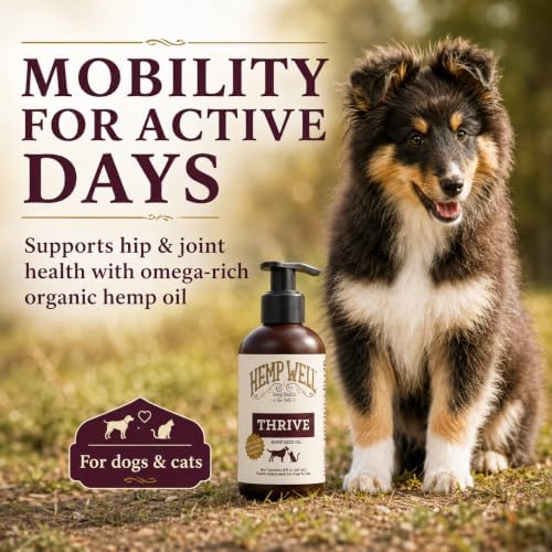Hemp Well Thrive Hemp Oil for Dogs & Cats, Omega 3 & 6 Supplement, 2 Fl Oz