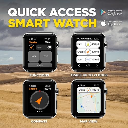 Dogtra Pathfinder 2 GPS Tracker eCollar + 2 Add-on Receivers Green & Black | 9 Mile, LED Light, No Fees, Free App, Waterproof, Smartwatch Control, Satellite Tracking, Multi-Dogs, Smartphone Required