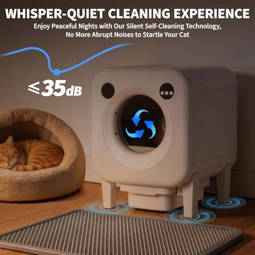 Garvee Self-Cleaning Cat Litter Box, Large Capacity ABS Automatic Litter Box for Cats with App Control