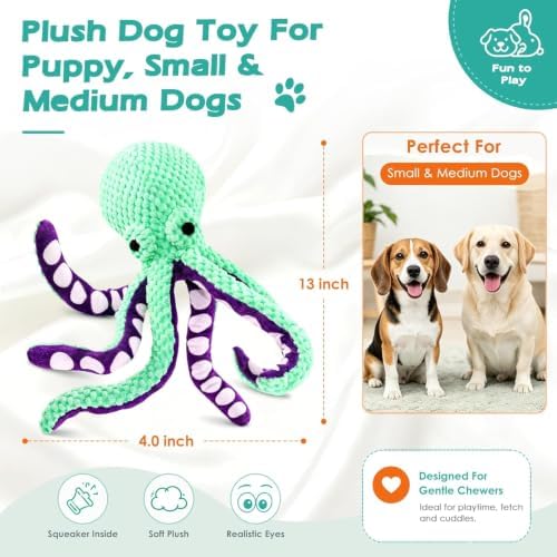 2pcs Plush Octopus Dog Toy Bite Resistant InteracPet Plush Toy Cat Dog Voice Octopus Shell Puzzle Toy Bite Resistant Interactive Pet Dog Teeth Cleaning Chew Toy tive Chew Toy For Small and Medium Dogs