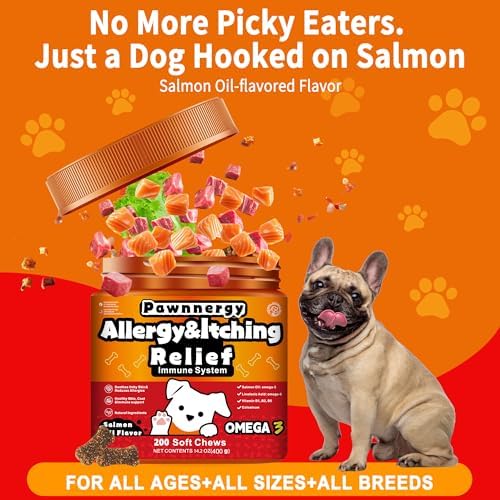 Itch Care Soft Chews for Dogs with Omega-3 Salmon Oil, Colostrum & Probiotics for Seasonal Allergy Skin Comfort, Hot Spots, Paw Licking & Scratching - 100 Chews