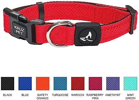 Dog Collar for Medium Dogs (Width- 3/4", Length - 17"-21.5") | Adjustable Padded Amethyst Dog Collar with Heavy Duty D-Ring | Soft Comfortable Fit for Medium Dogs | (Amethyst, Medium)