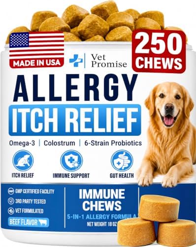 Dog Allergy Chews - 250 Count - Allergy & Itch Relief for Dogs with Omega 3