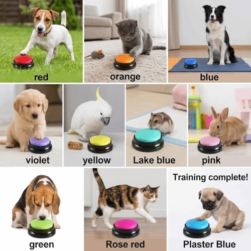 Reusable Dog Training Buttons Recordable Sound Generator for Pet Communication, Durable ABS with 3.15 Inch Design for Small Medium Dogs(Rose Red)