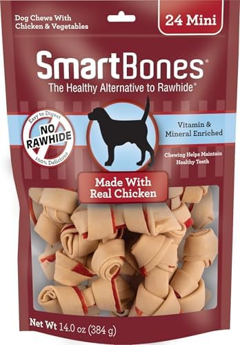 SmartBones Mini Bones Rawhide-Free Dog Treat, With Real Chicken, 24 Count