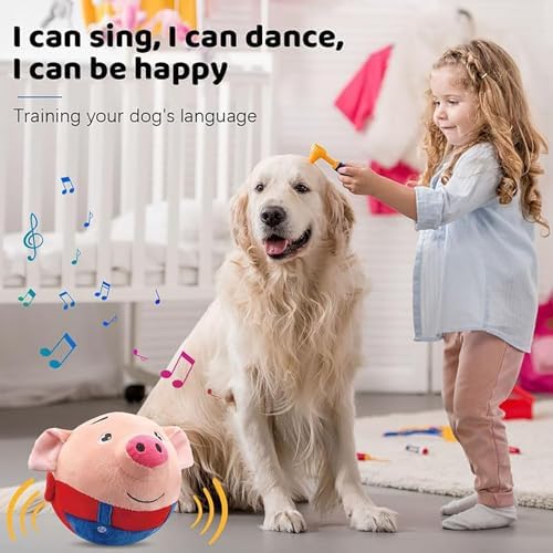 Active Moving Pet Plush Toy, 2026 Interactive Dog Toys Talking Moving Dog Ball Toy Washable Cartoon Pig Plush Sound Electronic Herding Ball for Dogs Shake Bounce Boredom Toys (Hamster)
