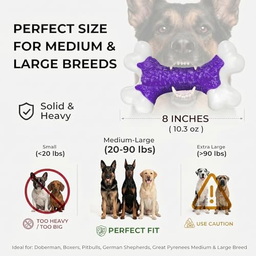 Kseroo 2-Pack Indestructible Dog Toys for Aggressive Chewers: Bacon Flavored Hard Nylon Bone Chew Toys, Tough Dog Chew Toys for Large Dogs, Dog Toys to Keep Them Busy for Medium Large Breed, Purple