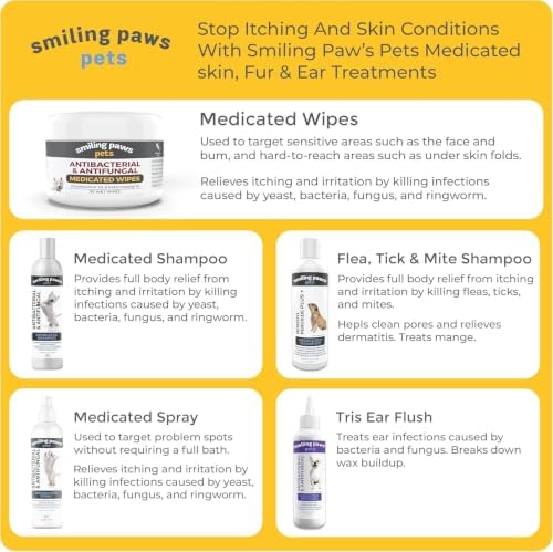 Smiling Paws Vet Grade Medicated Shampoo for Dogs & Cats, Passionfruit,12oz