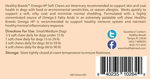 Healthy Breeds Bichon Frise Omega HP Fatty Acid Skin and Coat Support Soft Chews 60 Count