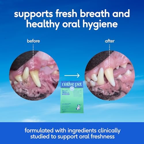 Native Pet Clean Breath Dog Dental Care - Teeth Cleaning for Fresh Breath, Clean Teeth & Healthy Gums - Tartar and Plaque Remover - Dog Breath Freshener - 120 Scoops