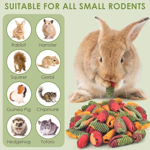 ERKOON Chinchilla Treats, Timothy Grass Chew Toys for Teeth for Rabbit Guinea Pig Gerbil Rat Dwarf Hamster (Large Size-3 Pack)