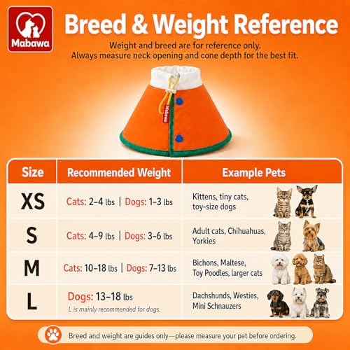 Soft Dog Cone Collar for Dogs & Cats, Adjustable Elizabethan Recovery Collar, Lightweight EPE Material, Post-Surgery Wound Protection (Orange, S)