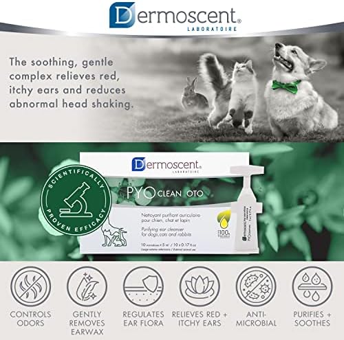 Dermoscent Pyoclean OTO Dog Ear Cleaner - Drops to Stop Head Shaking, Itchy & Waxy Ears - Non-Toxic - Ear Cleaning Solution for Dogs