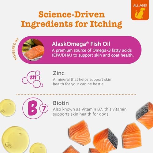 Zesty Paws Itch Relief for Dogs - Omega 3 for Dogs, Chicken, 50 Ct