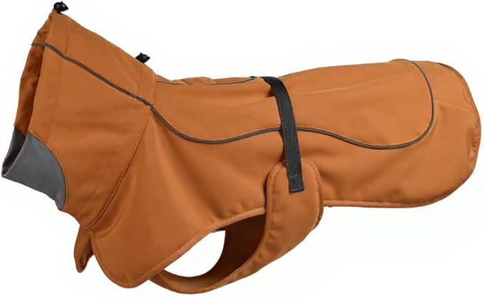 Softshell Dog Winter Vest, Fleece Lined Water-Repellent Jacket for Hiking & Running, Adjustable Windproof Winter Coat with Anti-Slip Leg Straps for Active Dogs (Aurantium, Medium)