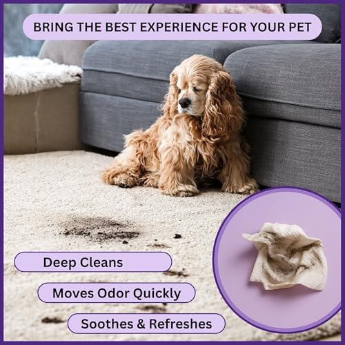 Aurora Pet Wipes – 100% Natural, Plant-Based Hypoallergenic Grooming Wipes for Dogs & Cats – Extra-Durable, Large & Thick for Effortless Cleaning (Lavender, 100 Count)