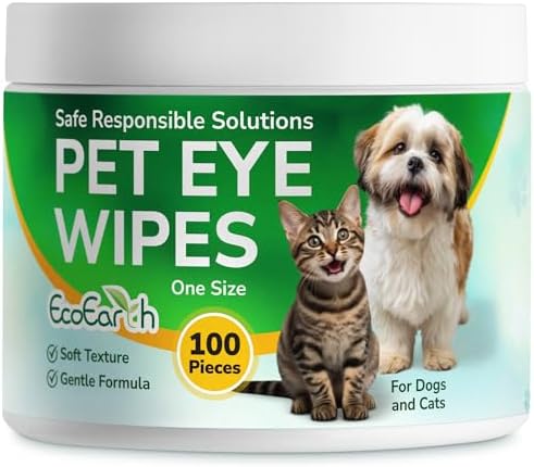 Premium Eye Wipes for Dogs & Cats - 100 Pcs - Pet Eyes Cleaning Pads to Remove Tear Stains, Crust & Discharge - Perfect for Pets Daily Care - Helps w/ Itching & Dryness - Pre-Soaked & Disposable