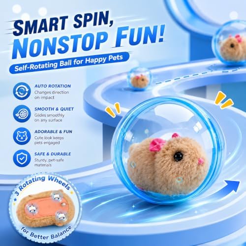 2026 New Self-Rolling Interactive Cat Ball, Automatic 360° Moving Rolling Toy with Realistic Animal Design, Electric Interactive Pet Ball for Indoor Cats & Dogs Chasing (Rabbit)