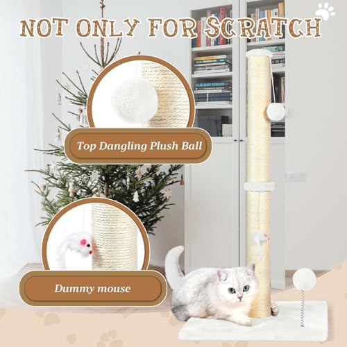 ANWA 32" Tall Sisal Cat Scratching Posts Tree for Indoor Cats Adults, White