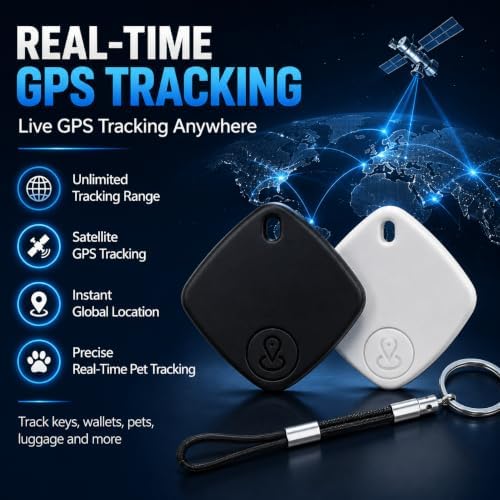 Itagpro GPS Tracker, Real-Time Global Location and Two-Way Finder for iOS and Android, with Lanyards，Black：2-Pack