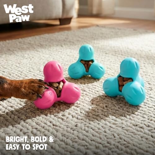 WEST PAW Zogoflex Tux Treat Dispensing Dog Chew Toy – Interactive Chewing Toy for Dogs – Dog Games for Aggressive Chewers, Fetch, Catch – Holds Kibble, Treats, Large 5", Geranium