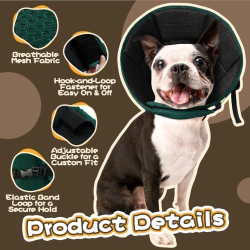 Allroaring Breathable Medium Dog Cone, Comfy Cone After Surgery Green M