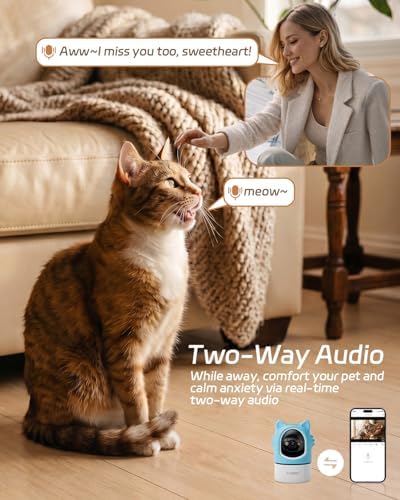 ALIOBC Pet Camera with Phone App Laser Toy 2K Cat Camera no Subscription