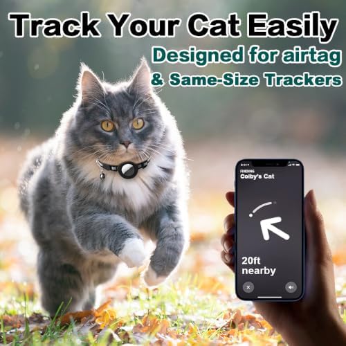 Airtag Cat Collar Breakaway, Reflective Collar with Air Tag Holder | Safety Breakaway Buckle,Airtag Holder,Reflective Strip,Bell,Adjustable Size to Fit Different Cats kitten,Lightweight