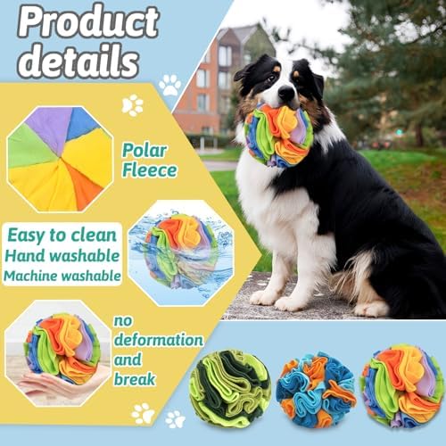 Andiker 5.9" Snuffle Ball for Dogs, Plush Colorful Interactive Snuffle Ball Hide Treat Dog Puzzle Toy for Relieving Boredom and Training Machine Washable Dog Balls for Small Dogs (Rainbow, S)