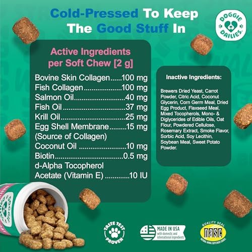 Doggie Dailies Skin & Coat Soft Chews for Dogs, Salmon Oil, 225 Count