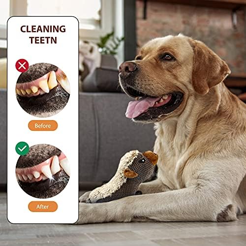 IOKHEIRA Dog Plush Toys for Aggressive Chewers, Indestructible Dog Squeaky Toys with Crinkle Paper, Durable Teething Chew Toys for Medium and Large Breed (Grey)