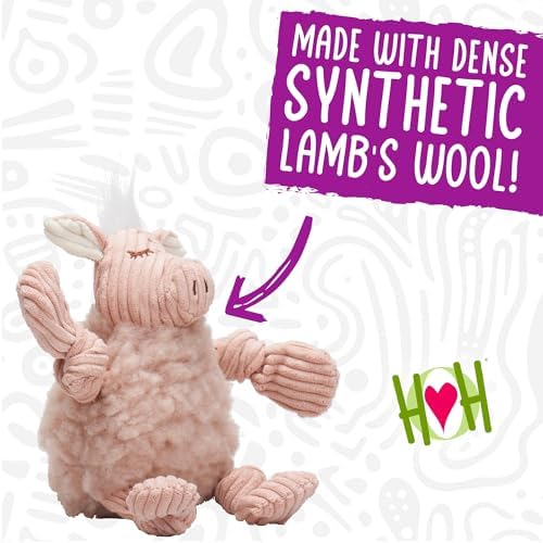 HuggleHounds Plush Dog Toy - Fuzzy Dog Toy, Soft Fleece, Interactive Durable Stuffed for Small and Large Breeds with Squeaker - Louise Lamb, Small