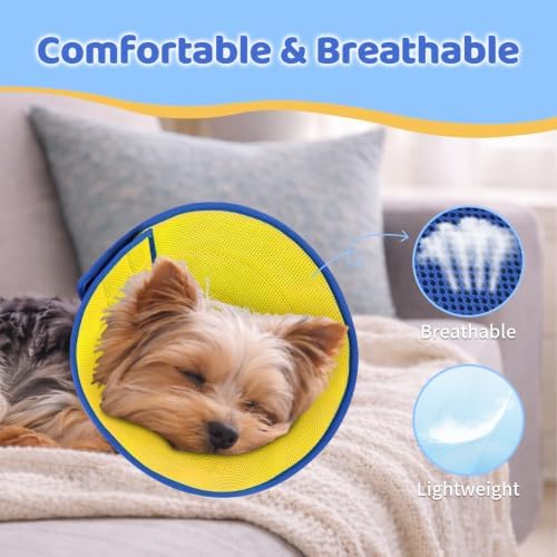 Soft Dog Cone Collar to Stop Licking After Surgery, Yellow Blue,XL
