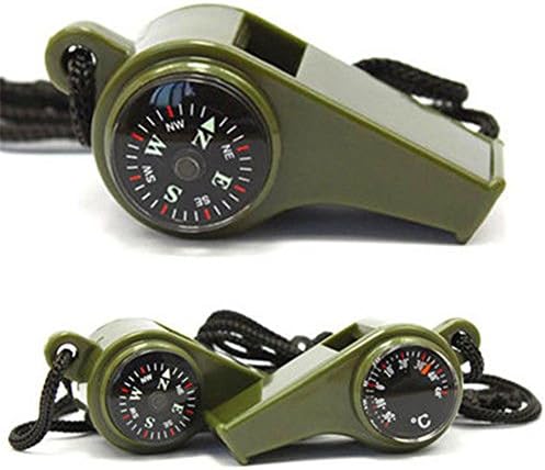 Baost 3 in 1 Outdoor Camping Hiking Emergency Survival Gear Whistle with Compass Thermometer for Camping Hiking Sports Dog Training