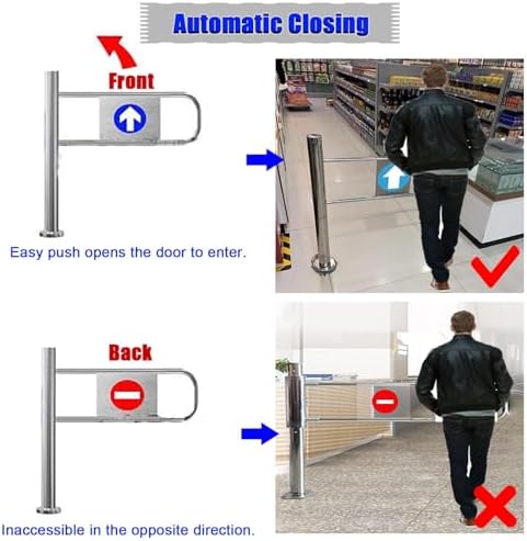 Spring-Loaded Self-Closing Safety Swing Gate, 20-34 Inch Wide One-Way Pedestrian Door for Hallways, Secure Entrance, Easy Push-in Design, Ideal for Kids & Pets