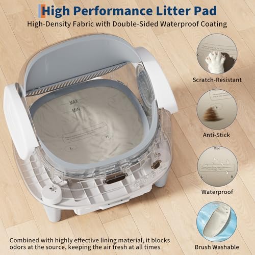 Automatic Self-Cleaning Cat Litter Box with App, Open Top, White