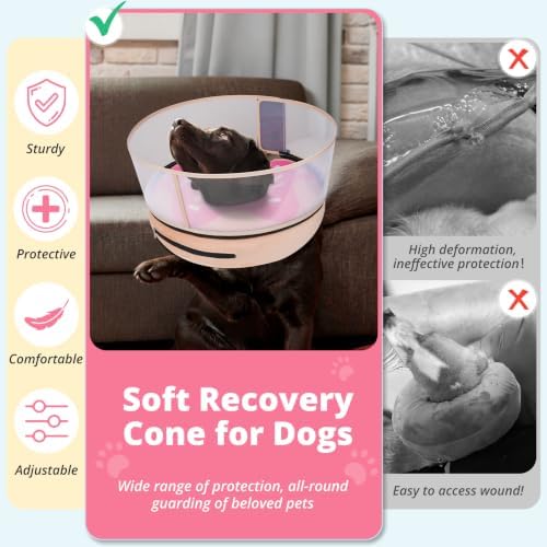 Inflatable Dog Cone with Anti-Licking Clear Shield,Fits Medium Dogs
