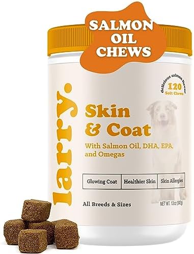 Larry Salmon Oil Dog Chews Skin Coat Omega 3 120 Count