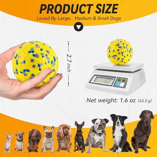 FUSOTO 2Pcs Dog Balls, Tennis Balls for Dog, Yellow