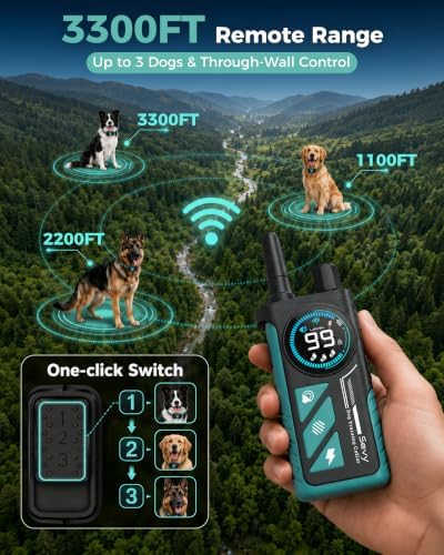 Sevy Buzzy 2-in-1 Dog Bark Collar & Dog Shock Collar with Remote, Smart Anti Bark Dog Training Collar, 3300FT Dog E Collar with 4 Training Modes, LED Light, IP67 Waterproof for Small Medium Large Dogs