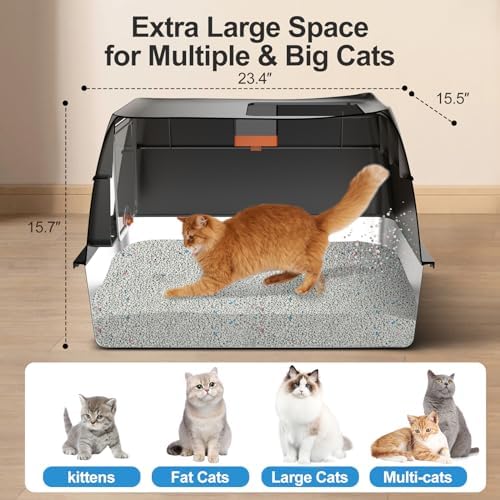 Lobeve Extra Large Stainless Steel Litter Box with Lid, Easy-Clean Pan