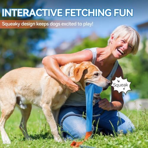 ALL FOR PAWS 2-Pack Dog Ball Toy with Tail, Interactive Throw & Catch Toy for Medium & Large Dogs, Rubber Ball with Squeaker for Exercise & Boredom Relief