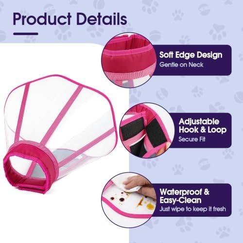 Dog Cone Collar After Surgery, Clear Recovery Collar to Stop Licking