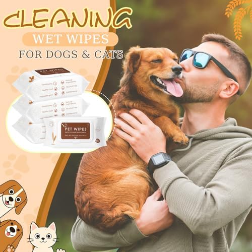 Treela 10 Pack Dog Pet Wipes, 80 Count Paws Body, Soothing Oatmeal Flavor