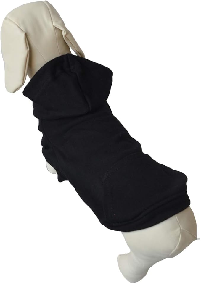 Lovelonglong Blank Basic Hoodie Sweatshirt for Dogs 100% Cotton Fits Small Medium Dachshund Large Dog Black D-L