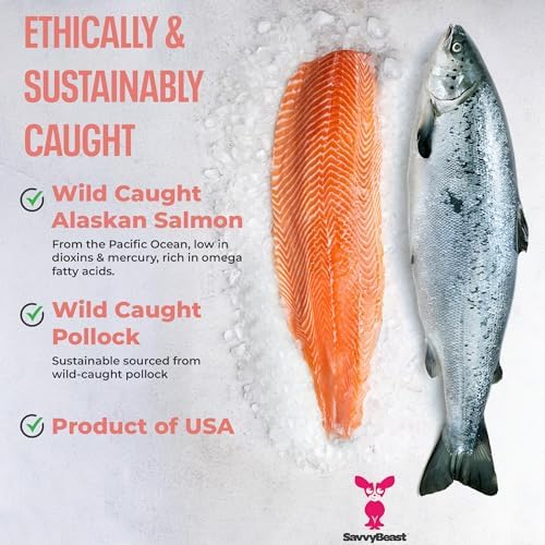 SavvyBeast Pollock & Salmon Oil for Dogs & Cats, Fish Oil, USA Made, 32 oz