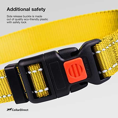 Reflective Dog Collar, Quick-Release Buckle (Yellow, 12-16 Inch)